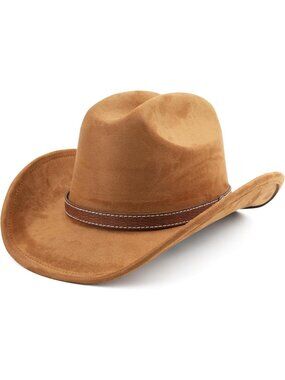 Kids Brown Pull-On Western Costume Cowboy Hat with Brown Band